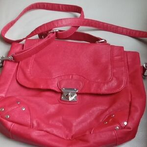 Chic Red Faux LeatherCrossbody Bag